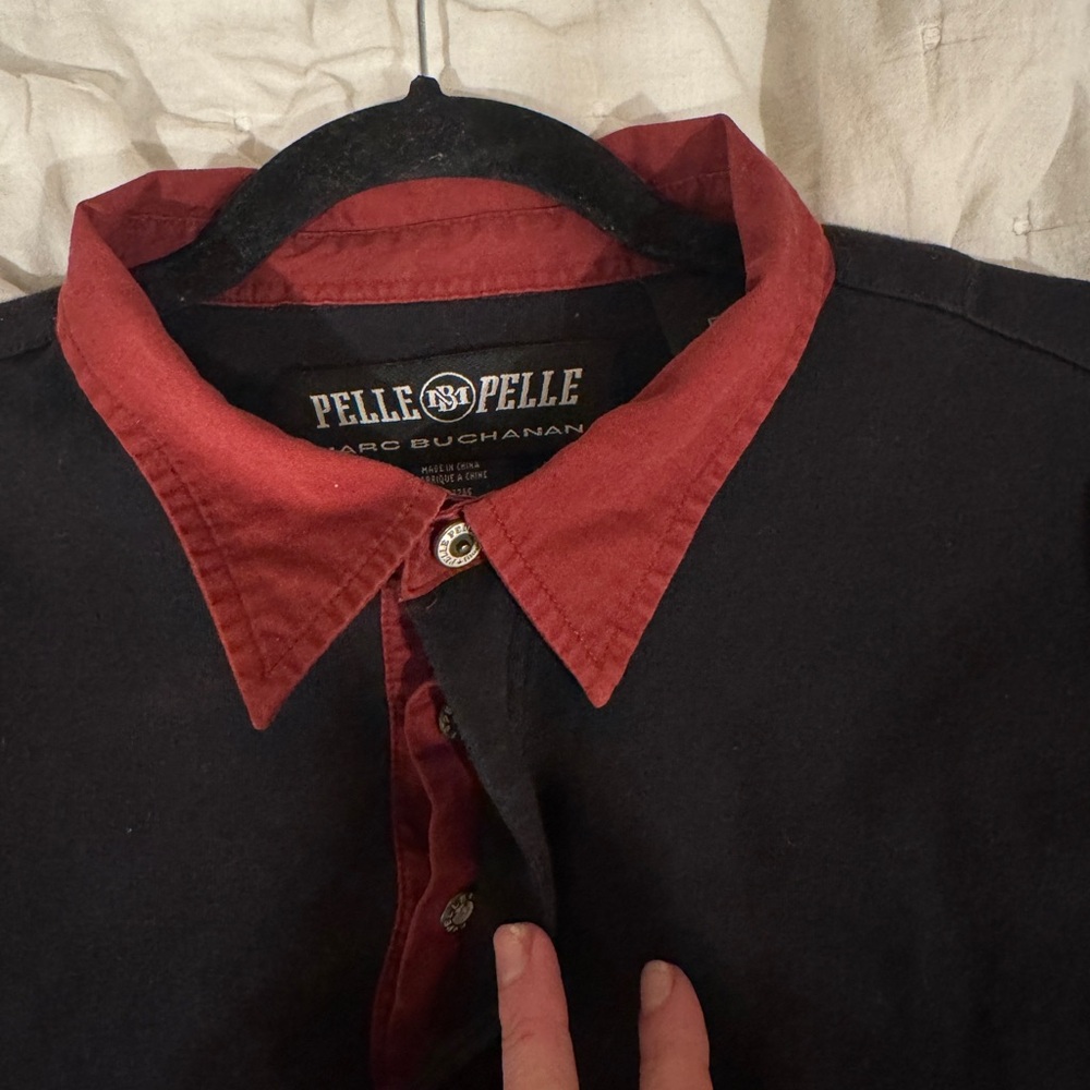 Pelle Pelle Black and Burgundy Rugby Shirt - size XL - Picture 13 of 15